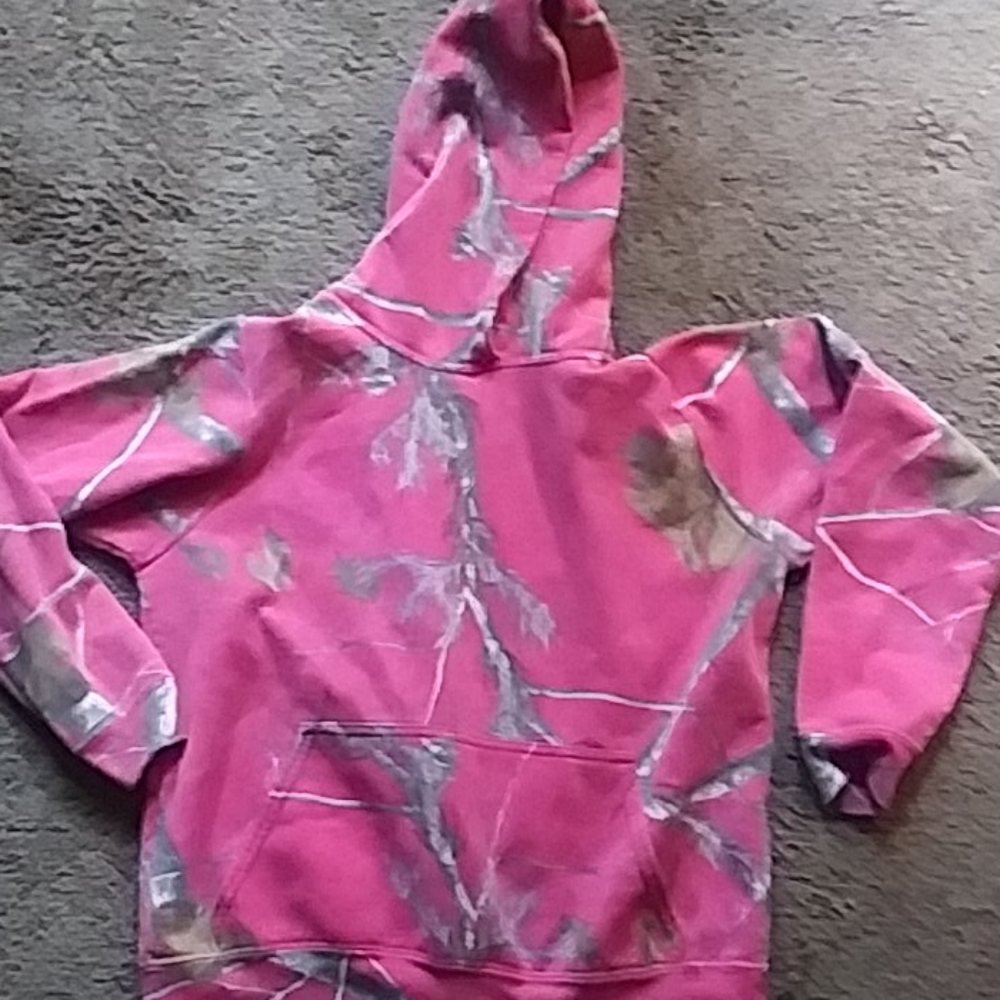 Pink hoodie camouflage type print
